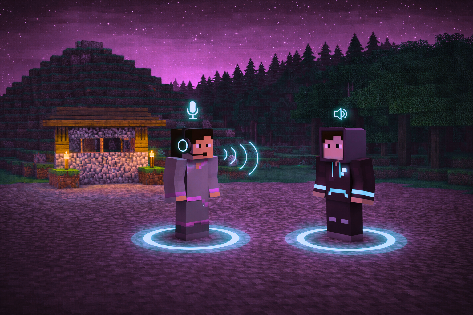 Dois jogadores usando Echo VoiceMod para comunicação por voz